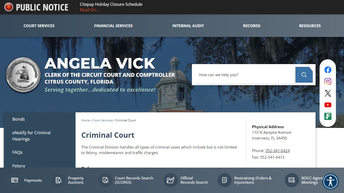 Criminal Court | Citrus County Clerk of Courts, FL